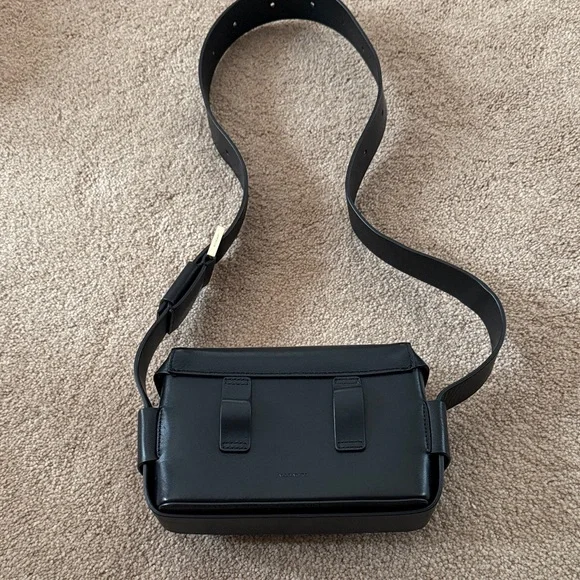 All Saints Black Leather Crossbody with Gold Clasp - Picture 3 of 3